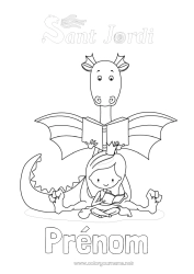 Dessin gratuit Fête Dragon Princesse Espagne Dragons, licornes et animaux fantastiques Sant Jordi ou Saint George