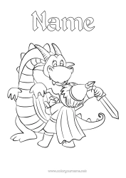 Colouring to customise Dragon Animal Knight Dragons, Unicorns, And Fantastical Creatures Saint George