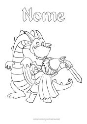 Disegno gratuito Drago Animale Cavaliere Draghi, unicorni e animali fantastici San Jordi o San Giorgio