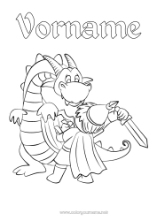 Kostenlose Zeichnung Drache Tier Ritter Drachen, Einhörner und fantastische Tiere Sant Jordi oder Sankt Georg