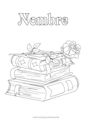 Colorear para personalizar Flores España Rosa Libro Sant Jordi Lectura