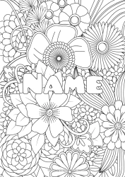 Free coloring Flowers Decorated name Antistress