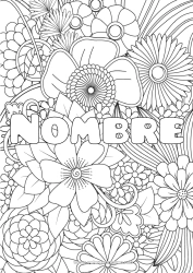 Colorear gratis Flores Nombre decorado Antiestrés