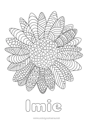 Kolorowanka za darmo Kwiaty Słonecznik Złożone kolorowanki Zentangle