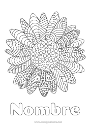 Colorear gratis Flores Girasol Dibujos complejos para colorear Zentangle