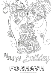 Gratis fargelegging Kake Bursdag Mandala Komplekse fargelegginger Gratulerer med dagen!