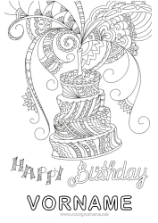 Kostenlose Zeichnung Kuchen Geburtstag Mandala Komplexe Ausmalbilder Alles Gute zum Geburtstag (Französisch) Nachricht
