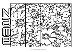 Colouring to customise Flowers Bookmark Anti-stress