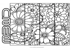 Free coloring Flowers Bookmark Antistress