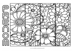 Coloriage gratuit Fleurs Marque page Anti-stress