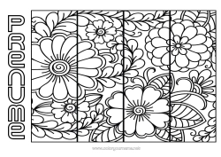 Pagină de colorat personalizată Flori Semn de carte Anti-stres