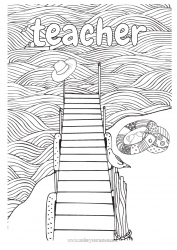 Child coloring page Holidays Summer Sea Hat Complex coloring pages Buoy Waves
