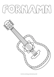 Gratis teckning Musik Mellannivå färgläggningar Cinco de Mayo Musikens dag Gitarr Musikinstrumenter