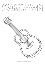 Gratis tegning Musik Mellemliggende farvelægninger Cinco de Mayo Musikfest Guitar Musikinstrumenter