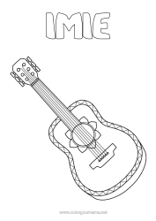 Rysunek za darmo Muzyka Kolorowanki pośrednie Piątego Maja Święto Muzyki Gitara Instrumenty muzyczne