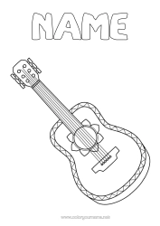 Free colouring Music Intermediate colouring sheets Fifth of May Music Day Guitar Musical instruments