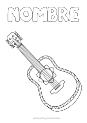 Colorear gratis Música Dibujos intermedios para colorear Cinco de Mayo Día Mundial de la Música Guitarra Instrumentos de música