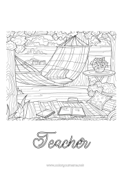 Child coloring page Holidays Complex coloring pages Hammock