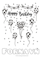 Gratis tegning Bursdag Ballonger Mellomliggende fargelegginger Gratulerer med dagen!