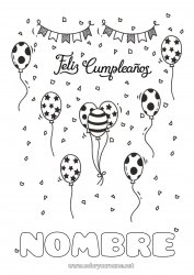 Dibujo libre Cumpleaños Globos Dibujos intermedios para colorear Mensaje de feliz cumpleaños (inglés)