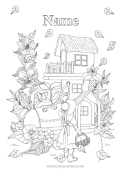 Free colouring Autumn Spring Fairy tale House Complex colouring pages
