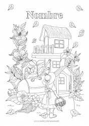 Dibujo libre Otoño Primavera Cuento de hadas Casa Dibujos complejos para colorear