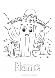 Free coloring Cactus Hat Mexico Cinco de Mayo Sombrero