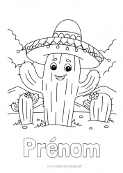 Coloriage à personnaliser Cactus Chapeau Mexique Cinco de Mayo Sombrero