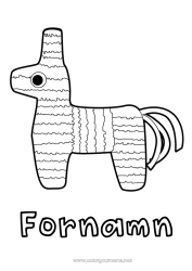 Gratis färgläggning Födelsedag Lätta målarbilder Cinco de Mayo Piñata
