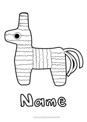 Colouring to customise Birthday Easy Colouring Pages Fifth Of May Piñata