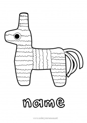 Coloring to customize Birthday Easy coloring pages Cinco de Mayo Piñata