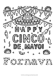 Fargeleggingssiden å tilpasse Hatt Mexico Cinco de Mayo Sombrero