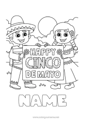 Colouring to customise Mexico Intermediate Colouring Sheets Fifth Of May Sombrero