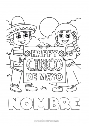 Dibujo libre México Dibujos intermedios para colorear Cinco de Mayo Sombrero