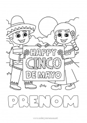 Coloriage gratuit Mexique Coloriages intermédiaires Cinco de Mayo Sombrero