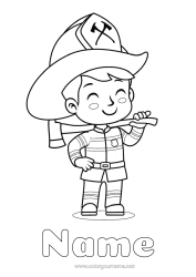 Free colouring Firefighter Easy colouring pages Security Occupations