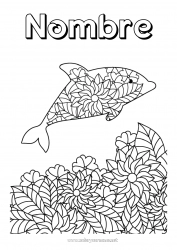 Dibujo libre Flores Mandala Delfín Dibujos intermedios para colorear Animales marinos o acuáticos