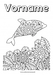 Kostenlose Malvorlage Blumen Mandala Tier Delfin Mittelstufenmalvorlagen Meeres- oder Wasserlebewesen