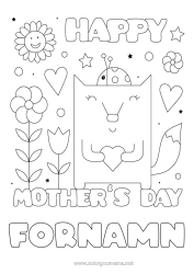 Gratis färgläggning Mamma Grattis på födelsedagen Räv Skogens djur