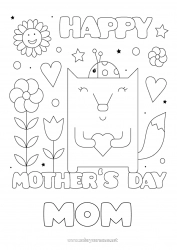 Child coloring page Mum Happy feast day ! Fox Forest animals