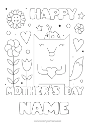 Free colouring Mum Happy birthday Fox Forest animals