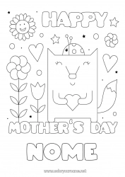 Disegno gratuito Mamma Buona festa Volpe Animali della foresta