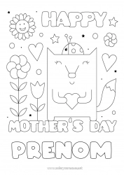 Coloriage gratuit Maman Bonne fête Renard Animaux de la forêt