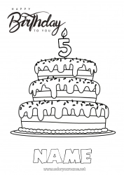 Coloring to customize Candle Cake Birthday Easy coloring pages Happy Birthday (English) Message Customizable age