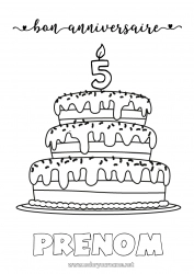 Dessin gratuit Bougie Gâteau Anniversaire Coloriages faciles Joyeux anniversaire (français) Message Age fêté personnalisable