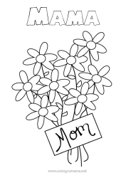 Pagină de colorat pentru copii Flori Mama La mulți ani!