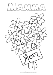 Fargeleggingssiden for barn Blomster Mamma God fest!