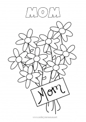 Child coloring page Flowers Mum Happy feast day !