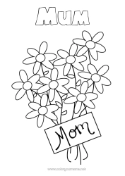 Free colouring Flowers Mum Happy birthday
