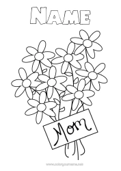 Free colouring Flowers Mum Happy birthday